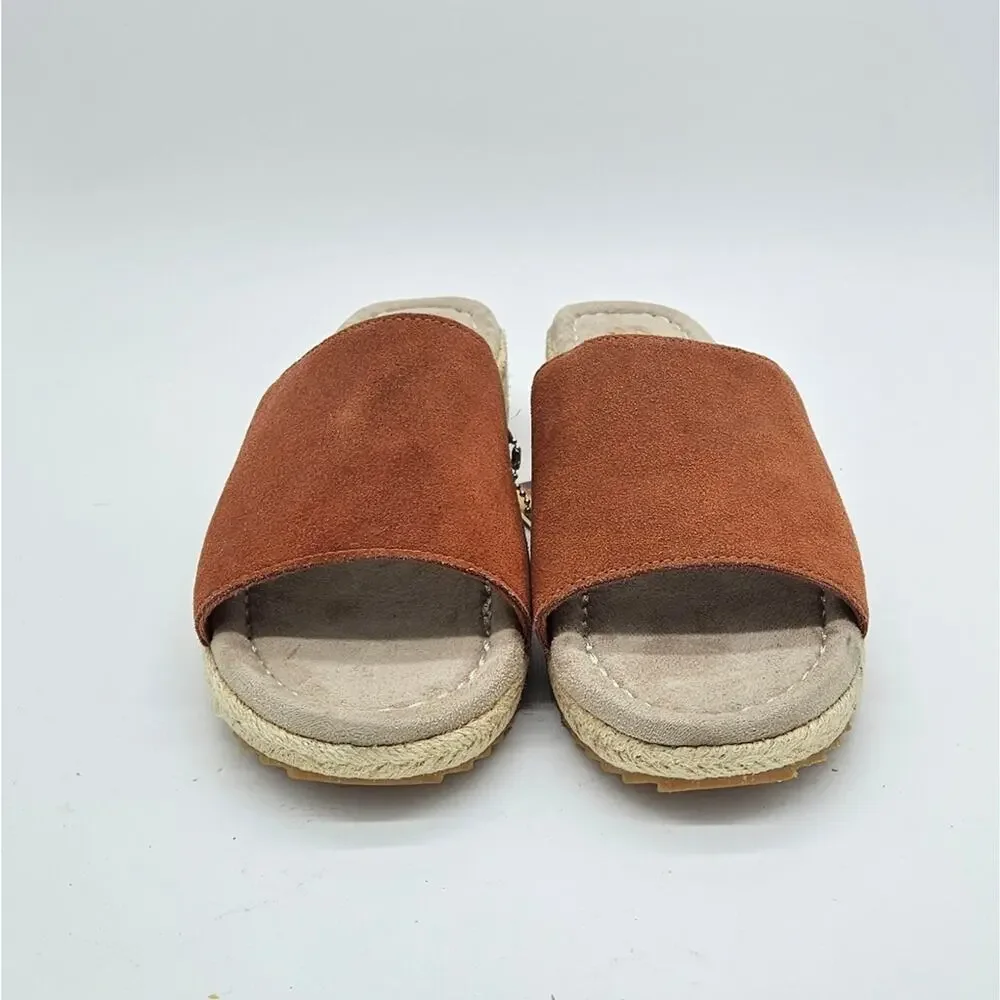 Skechers Women's Rust Suede Espadrille Slide Sandals